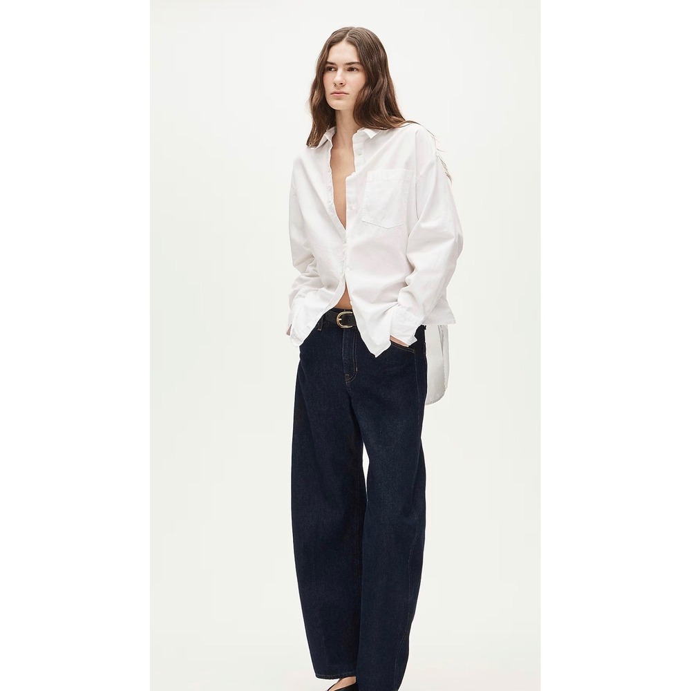 J.Crew Etienne Oversized Fit White Cotton Poplin Button Up Shirt XXSP BZ990